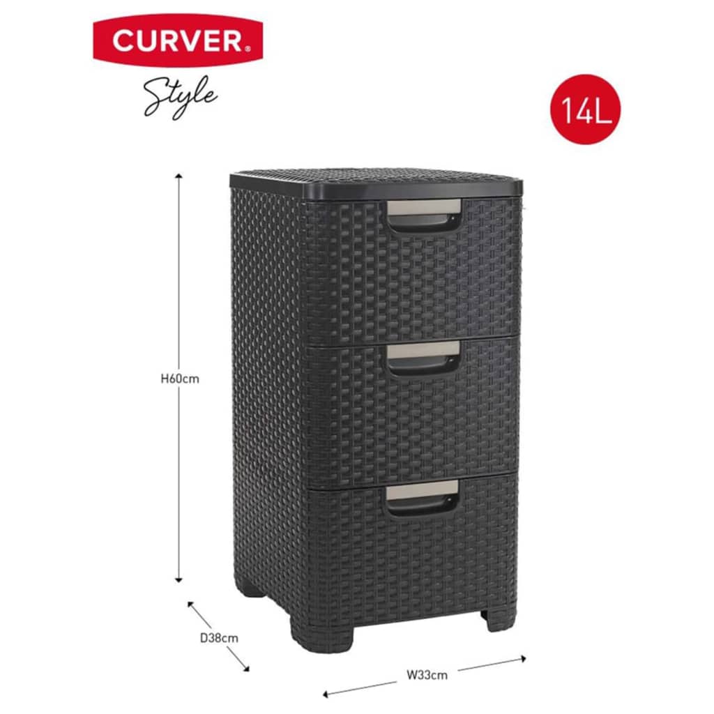 Curver Dulap cu sertar „Style” 3x14L, antracit