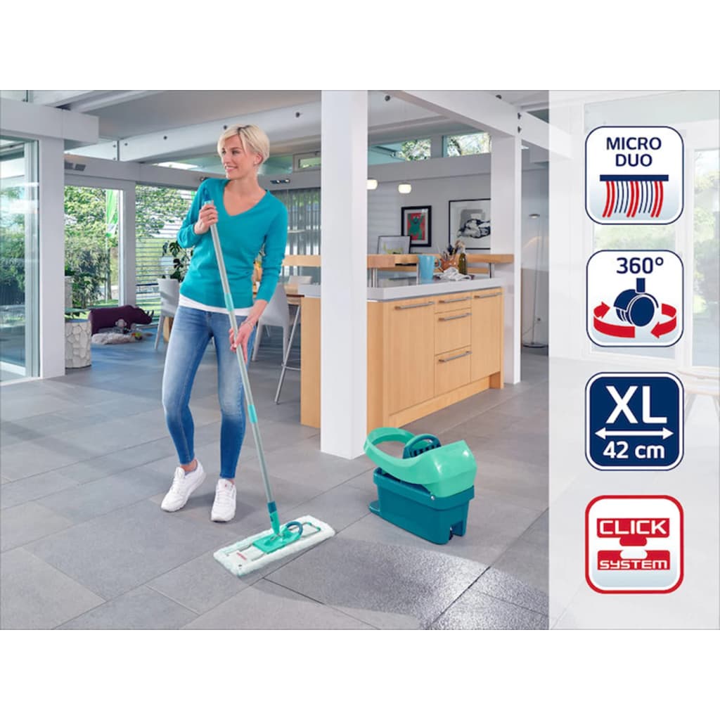 Leifheit Set mop pentru pardoseală Profi cu cărucior, XL, verde, 55096 - Lando