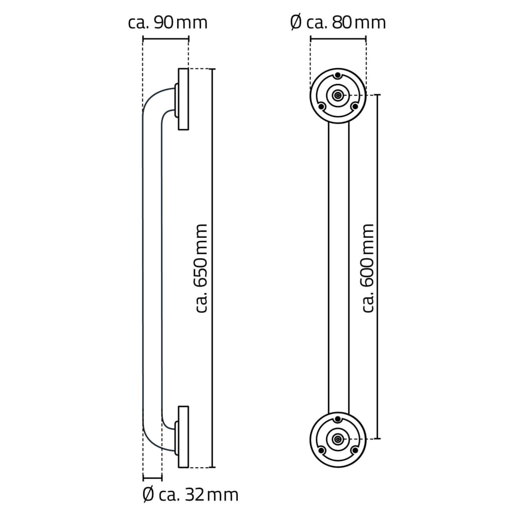 RIDDER Bară de sprijin, negru, 60 cm, aluminiu