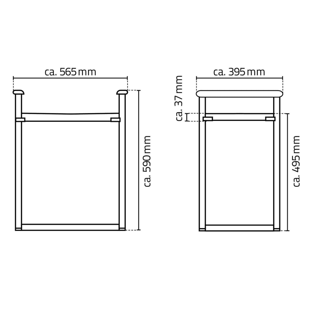 RIDDER Taburet de baie „Zac” XXL, negru, PU/aluminiu