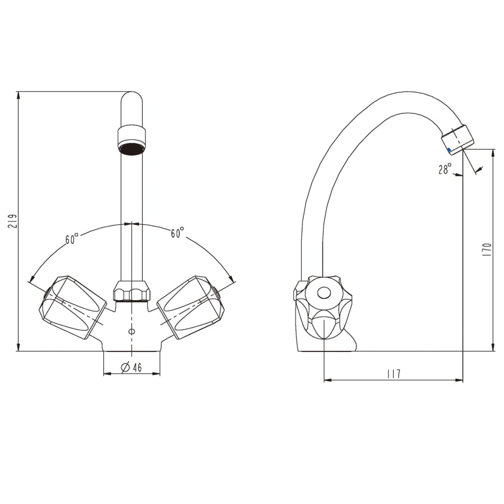 SCHÜTTE Baterie mixer de baie cu 2 mânere SAVINO, crom