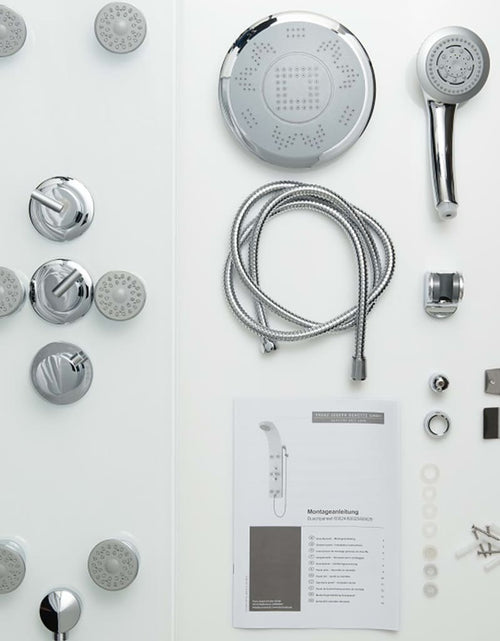 Încărcați imaginea în vizualizatorul Galerie, SCHÜTTE Panou de duș din sticlă cu baterie termostatică LANZAROTE, alb
