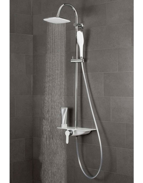 Încărcați imaginea în vizualizatorul Galerie, SCHÜTTE Set de duș baterie cu monocomandă și tavă „WATERWAY”, alb-crom - Lando
