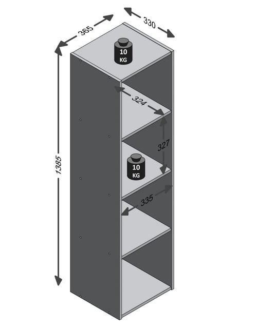 Încărcați imaginea în vizualizatorul Galerie, FMD Raft vertical cu 4 compartimente, gri beton
