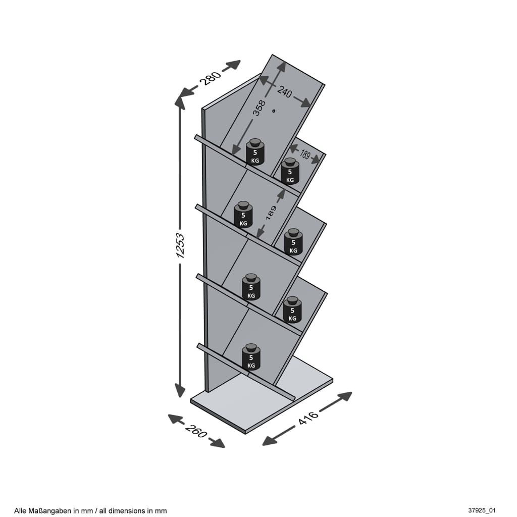 FMD Bibliotecă geometrică verticală, alb