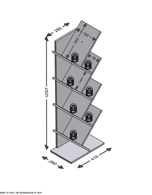 Загрузите изображение в средство просмотра галереи, FMD Bibliotecă geometrică verticală, negru și stejar
