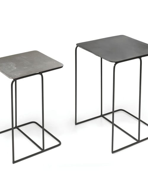 Încărcați imaginea în vizualizatorul Galerie, Rousseau Set de mese laterale, 2 piese, „Ospera” metal, negru și gri

