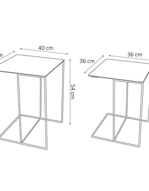 Încărcați imaginea în vizualizatorul Galerie, Rousseau Set de mese laterale, 2 piese, „Ospera” metal, negru și gri
