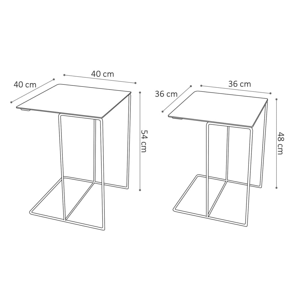 Rousseau Set de mese laterale, 2 piese, „Ospera” metal, negru și gri