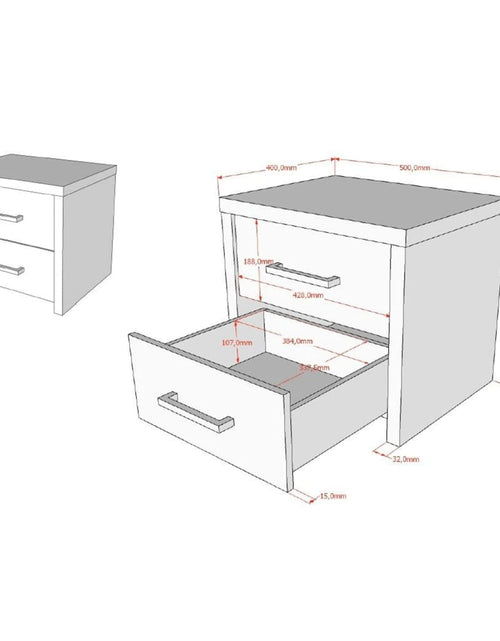 Încărcați imaginea în vizualizatorul Galerie, Vipack Noptieră &quot;Aline&quot;, 2 sertare, stejar deschis
