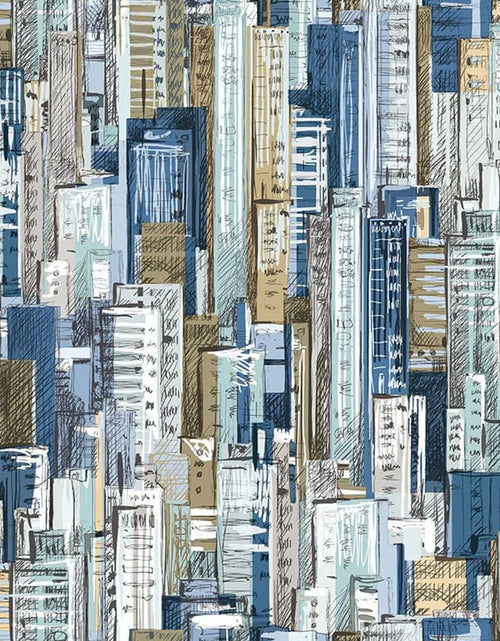 Încărcați imaginea în vizualizatorul Galerie, Noordwand Tapet „Friends &amp; Coffee Cities and Skyline”, albastru - Lando
