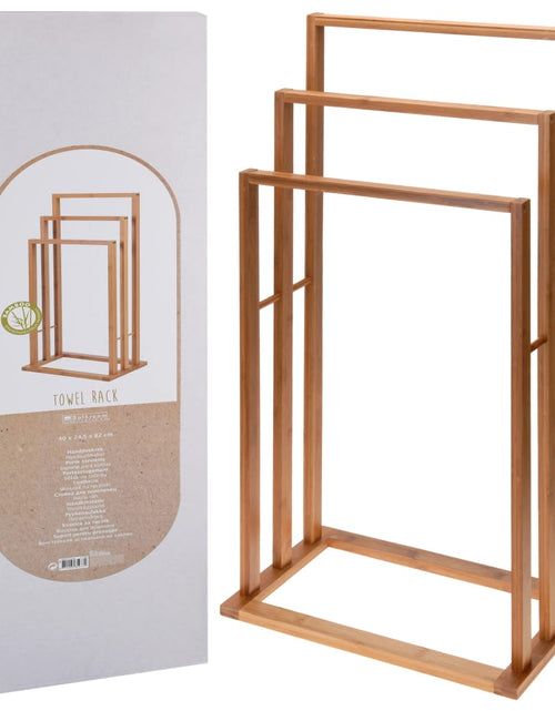 Încărcați imaginea în vizualizatorul Galerie, Bathroom Solutions Suport de prosoape cu 3 bare, bambus
