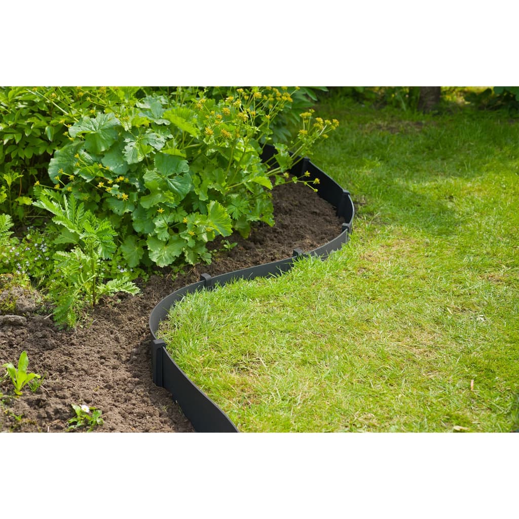 Nature Set margine bordură de grădină, negru, H715x10 m, cu țăruși - Lando