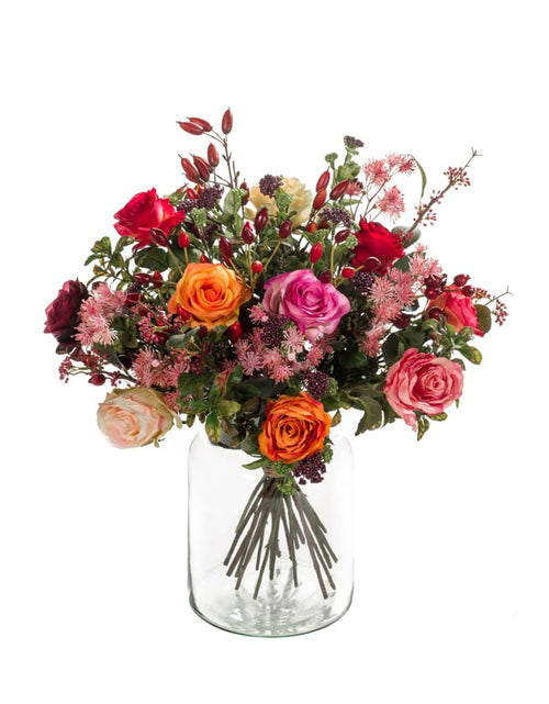 Încărcați imaginea în vizualizatorul Galerie, Emerald Buchet de flori artificial Flame Roses
