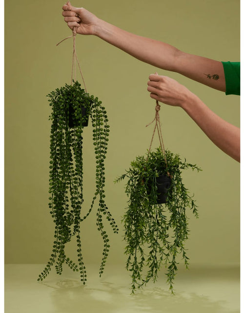 Загрузите изображение в средство просмотра галереи, Emerald Ficus artificial Pumila, tufă suspendată în ghiveci, 60 cm
