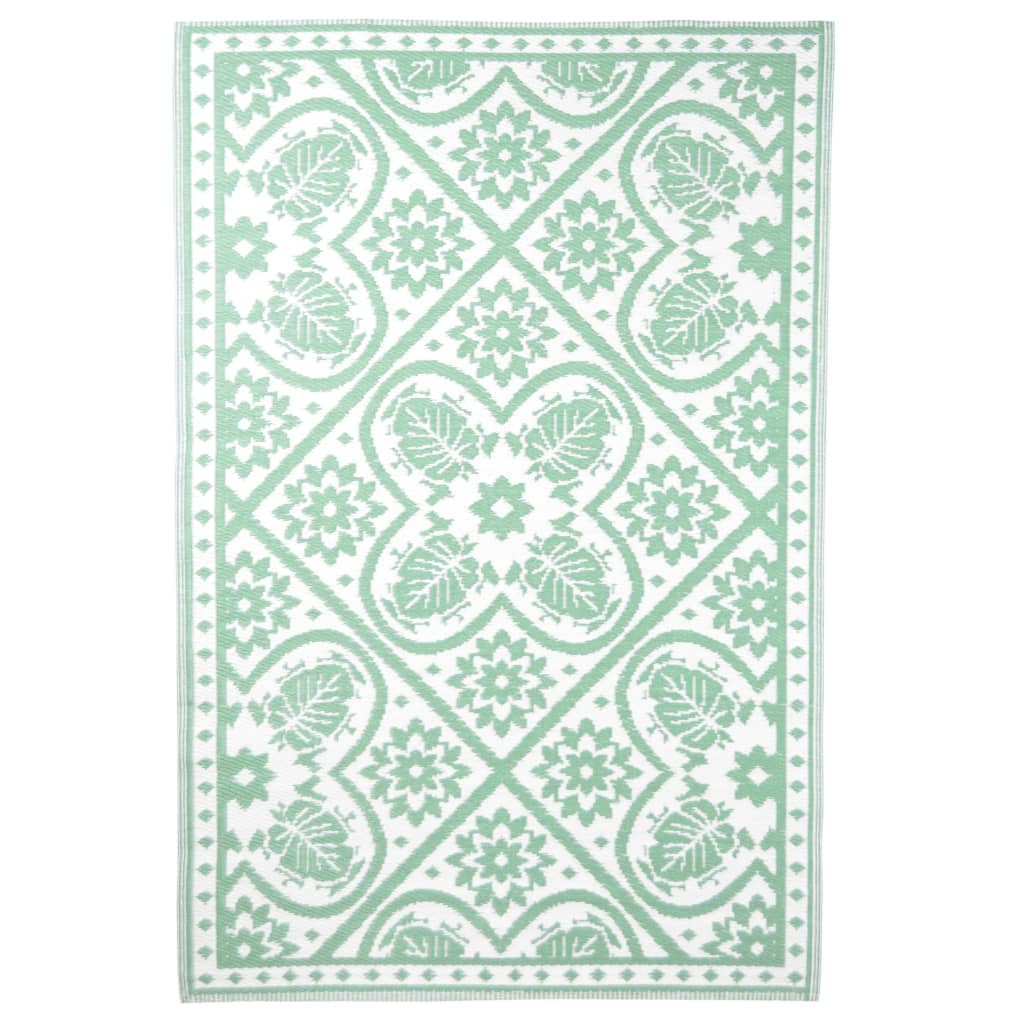 Esschert Design Covor de exterior, verde și alb, 182x122 cm, dale