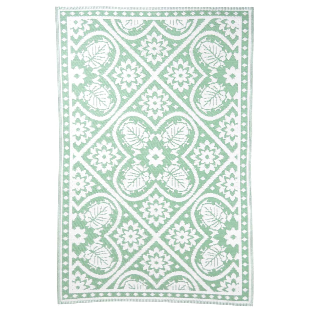 Esschert Design Covor de exterior, verde și alb, 182x122 cm, dale