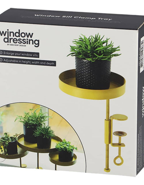 Încărcați imaginea în vizualizatorul Galerie, Esschert Design Tavă pentru plante cu clemă, auriu, rotund, S
