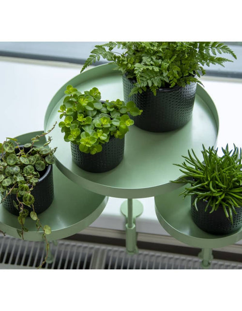 Încărcați imaginea în vizualizatorul Galerie, Esschert Design Tavă pentru plante cu clemă, verde, rotund, L
