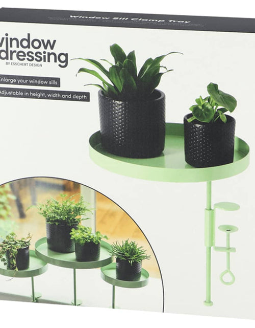 Încărcați imaginea în vizualizatorul Galerie, Esschert Design Tavă pentru plante cu clemă, verde, rotund, L
