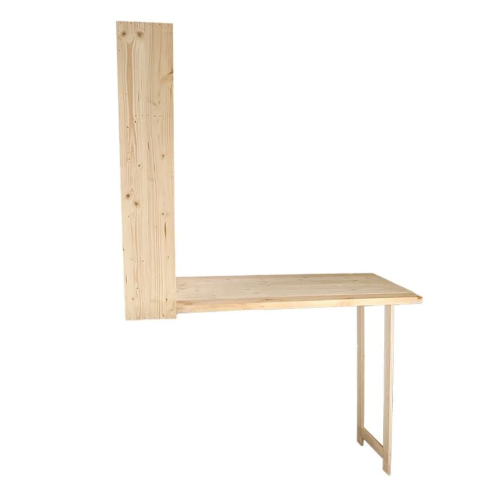 Esschert Design Masă de bar de perete cu raft rabatabil, natural, L