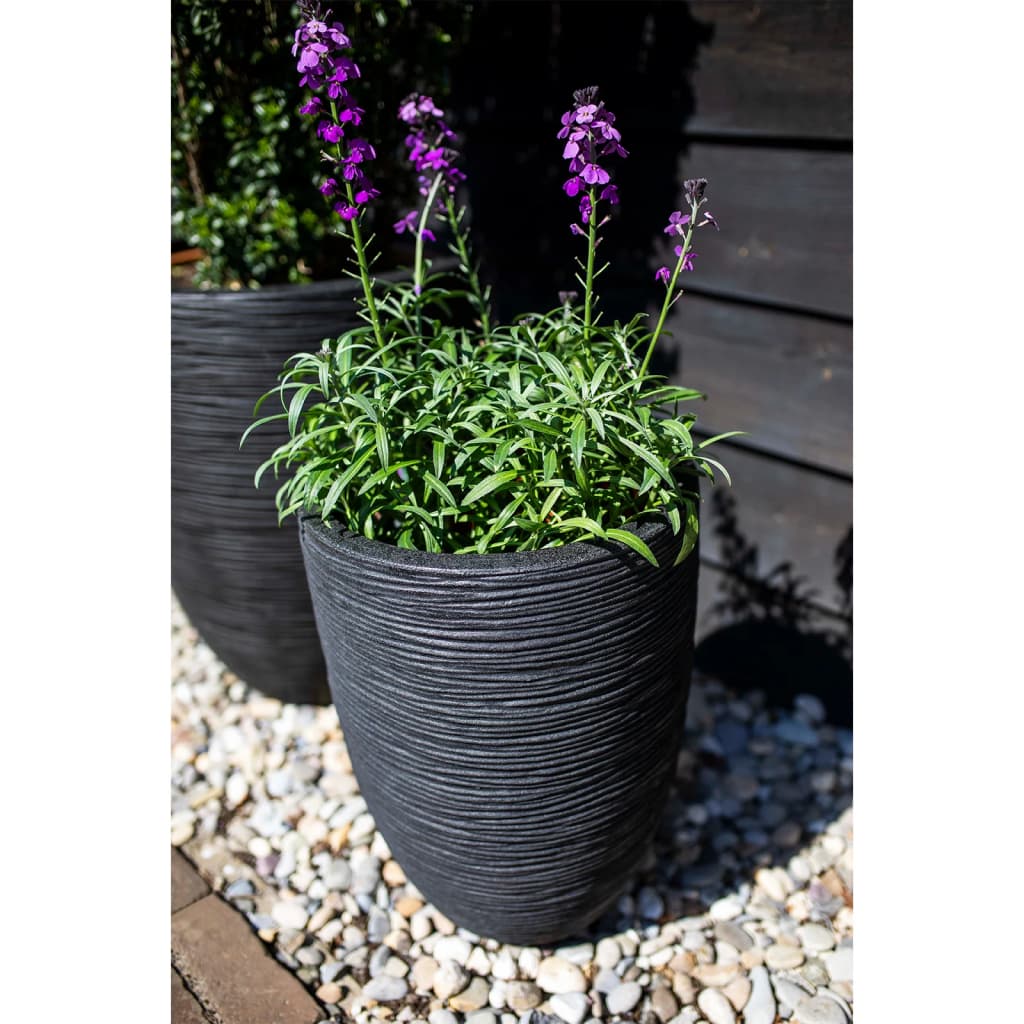 Capi Vas de plante Nature Rib elegant, negru, 36x47 cm, adânc, KBLR782