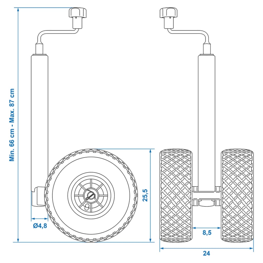 ProPlus Roată de manevră dublă jantă plastic cu anvelopă aer 26x8,5 cm