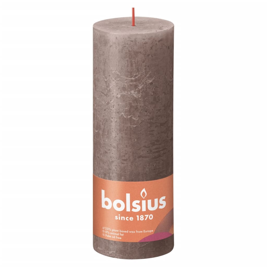 Bolsius Lumânări bloc rustice Shine 4 buc. gri taupe rustic 190x68 mm