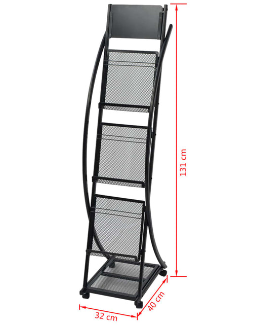 Încărcați imaginea în vizualizatorul Galerie, Raft reviste 40 x 32 x 131 cm, negru, A4

