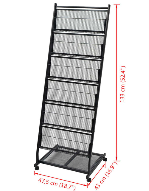 Încărcați imaginea în vizualizatorul Galerie, Raft reviste A4, 47,5x43x133 cm, negru
