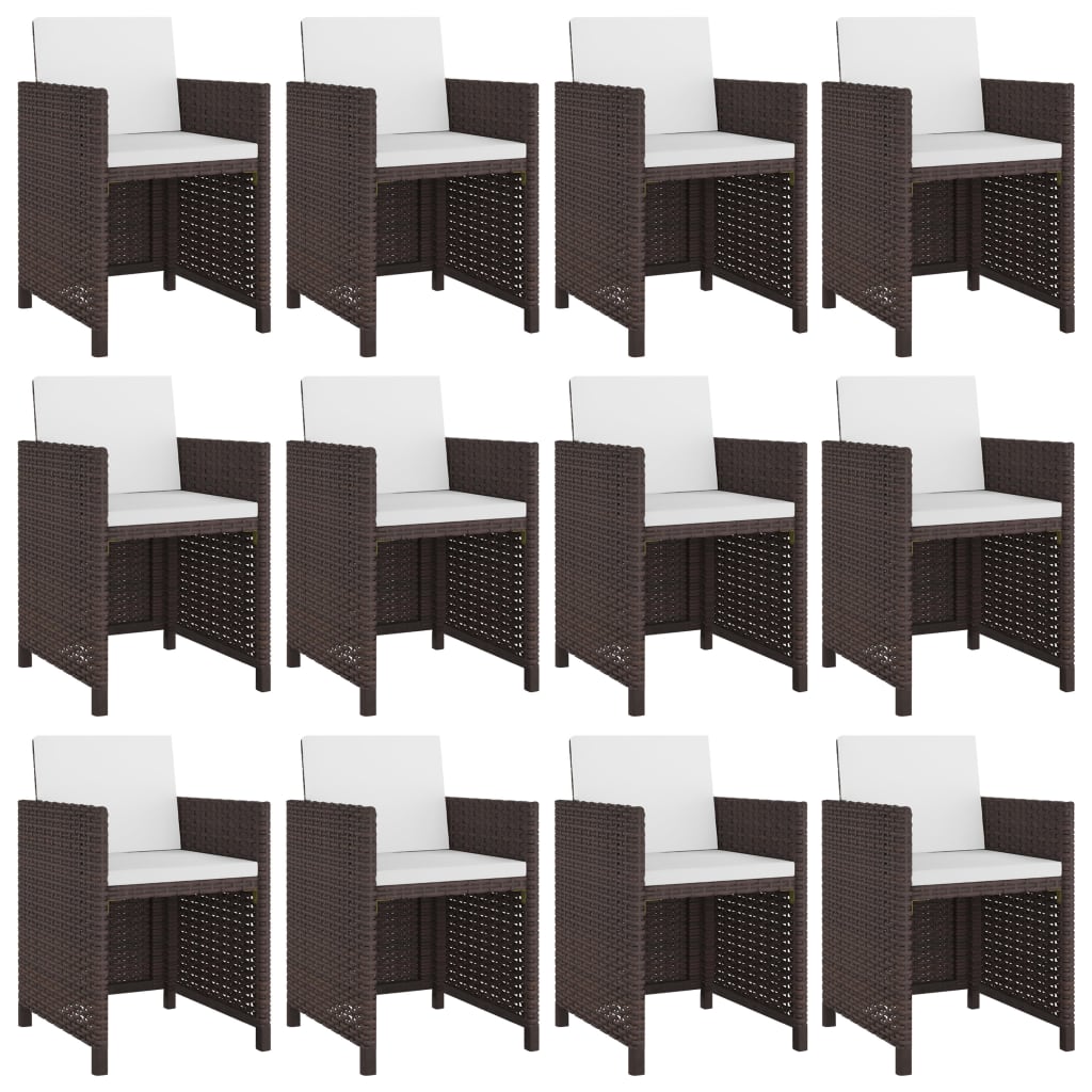 Set mobilier de exterior cu perne, 13 piese, maro, poliratan