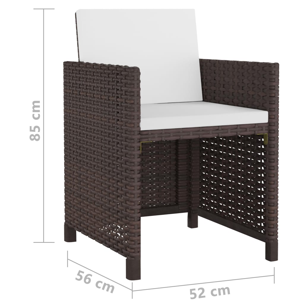 Set mobilier de exterior cu perne, 13 piese, maro, poliratan