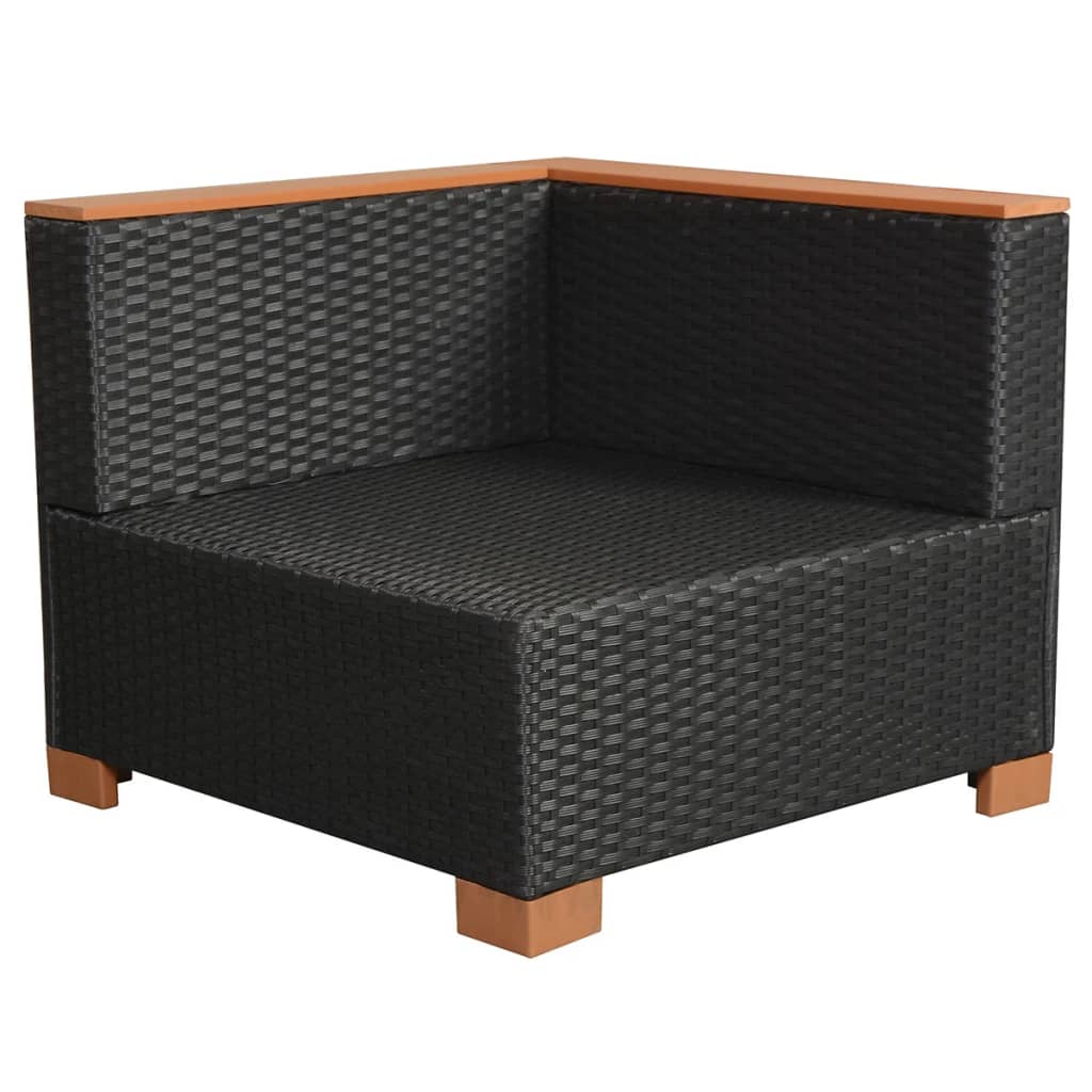 Set mobilier de grădină cu perne, 10 piese, negru, poliratan