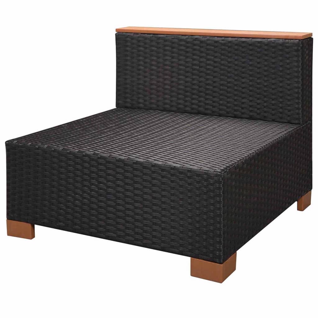 Set mobilier de grădină cu perne, 10 piese, negru, poliratan