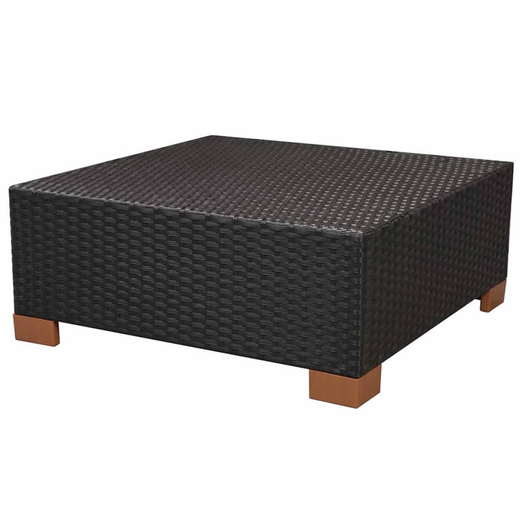 Set mobilier de grădină cu perne, 10 piese, negru, poliratan