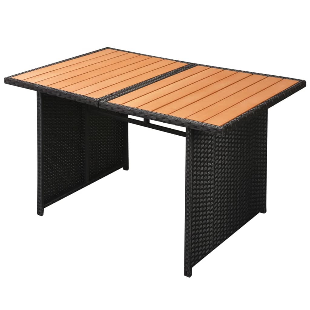 Set mobilier de grădină cu perne, 10 piese, negru, poliratan