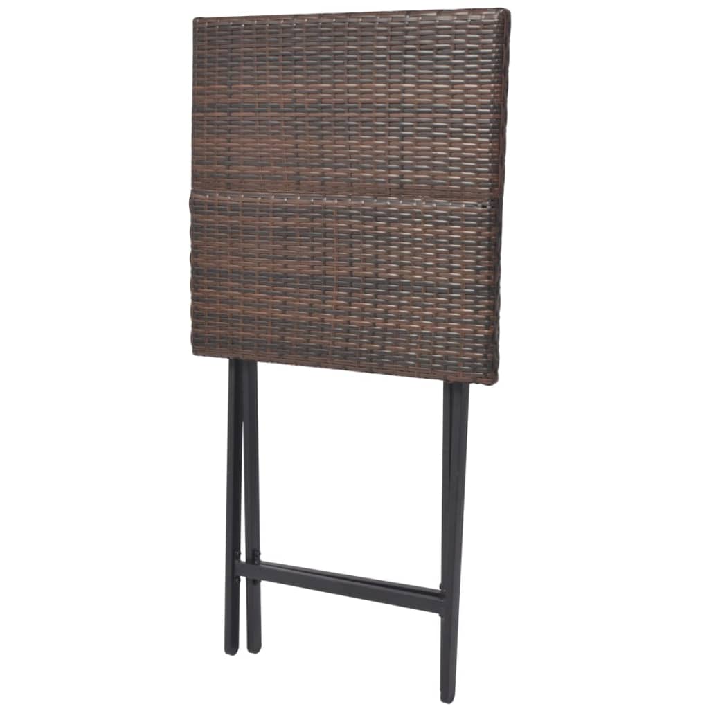 Set mobilier exterior pliabil, 5 piese, maro, oțel, poliratan