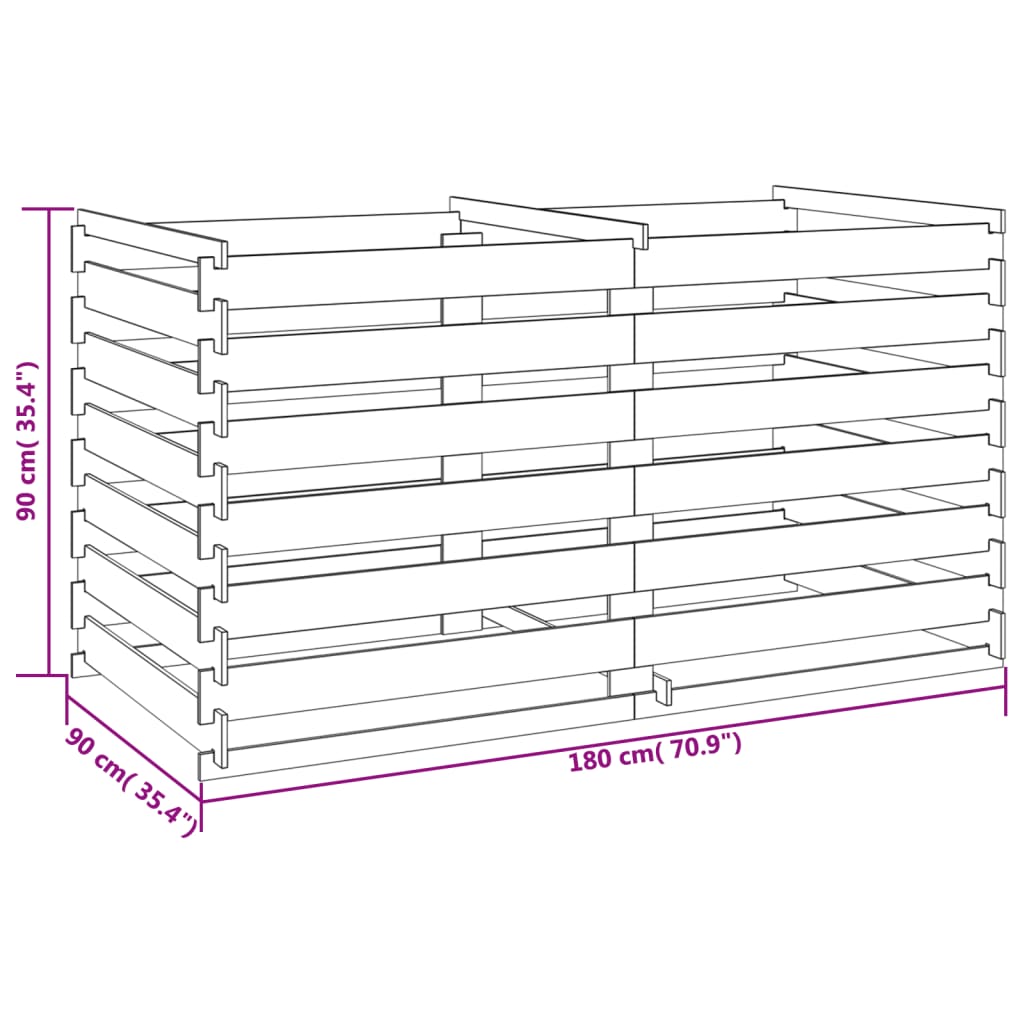 Compostor cu stinghii, 180x90x90 cm, lemn de pin tratat