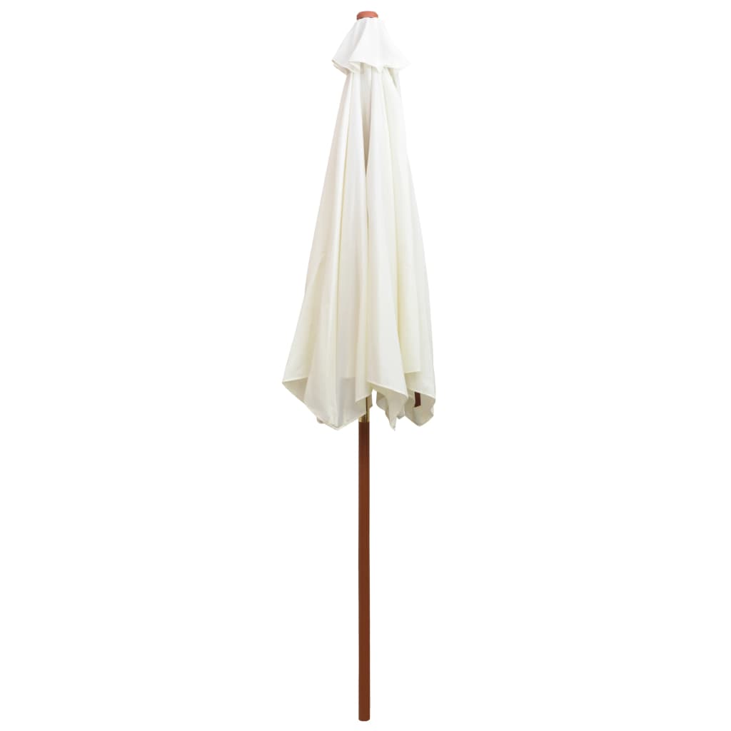 Umbrelă de soare cu stâlp de lemn 270 x 270 cm, alb crem