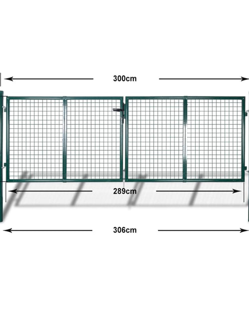 Încărcați imaginea în vizualizatorul Galerie, Poartă de gard din oțel, verde, 306 x 150 cm
