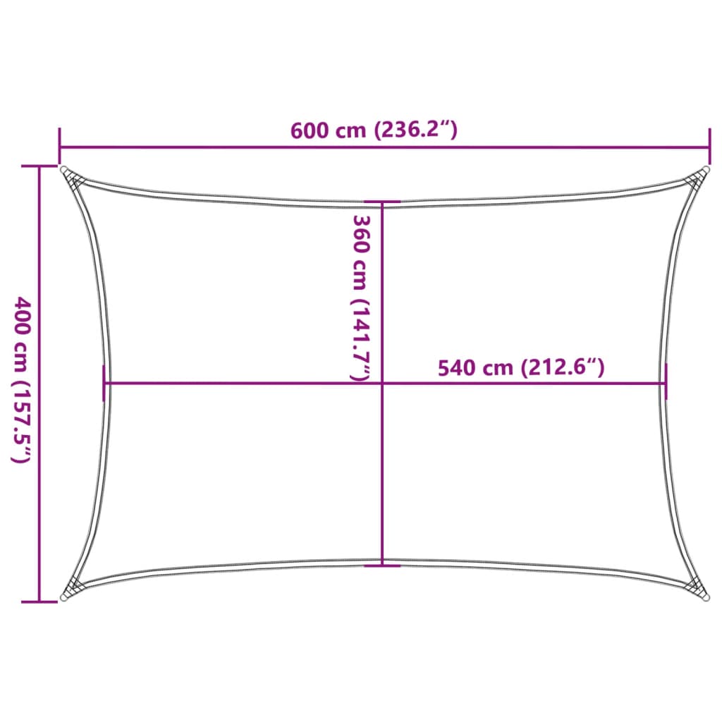 Pânză parasolar dreptunghiulară din HDPE, 4 x 6 m, alb