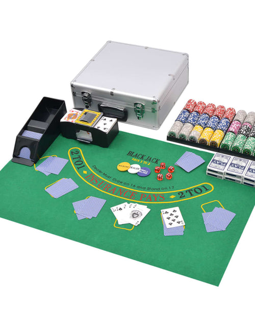 Загрузите изображение в средство просмотра галереи, Set de poker/blackjack cu 600 de jetoane cu laser din aluminiu
