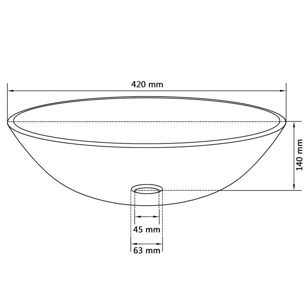 Chiuvetă de baie din sticlă călită, 42 cm, negru