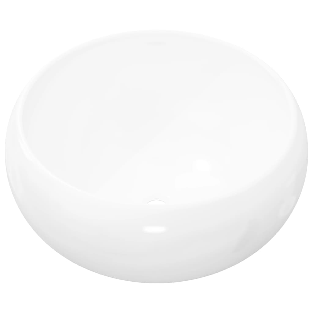 Chiuvetă de baie rotundă, alb, 40 x 15 cm, ceramică