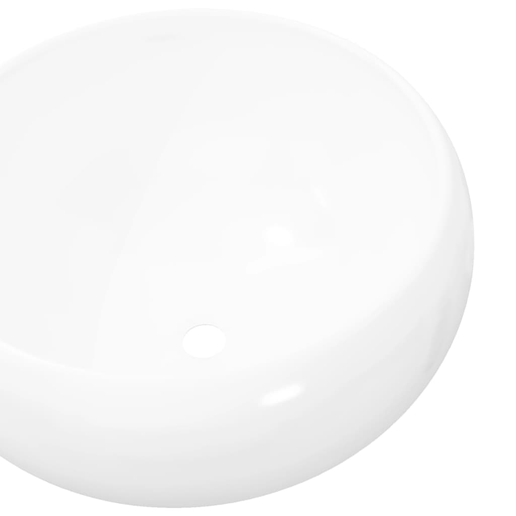 Chiuvetă de baie rotundă, alb, 40 x 15 cm, ceramică