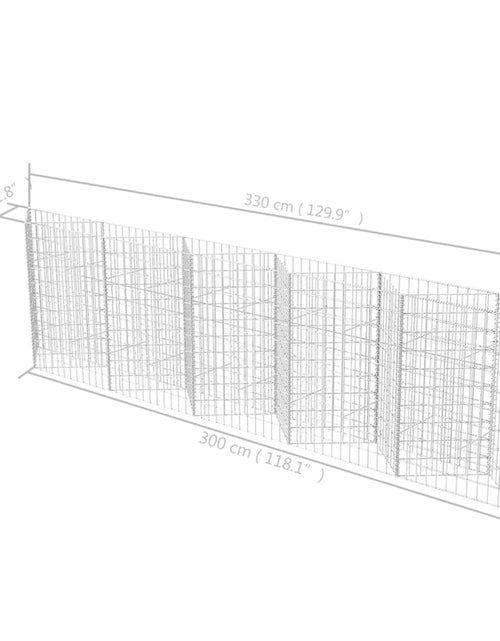 Загрузите изображение в средство просмотра галереи, Coș gabion, 300 x 30 x 100 cm, oțel galvanizat
