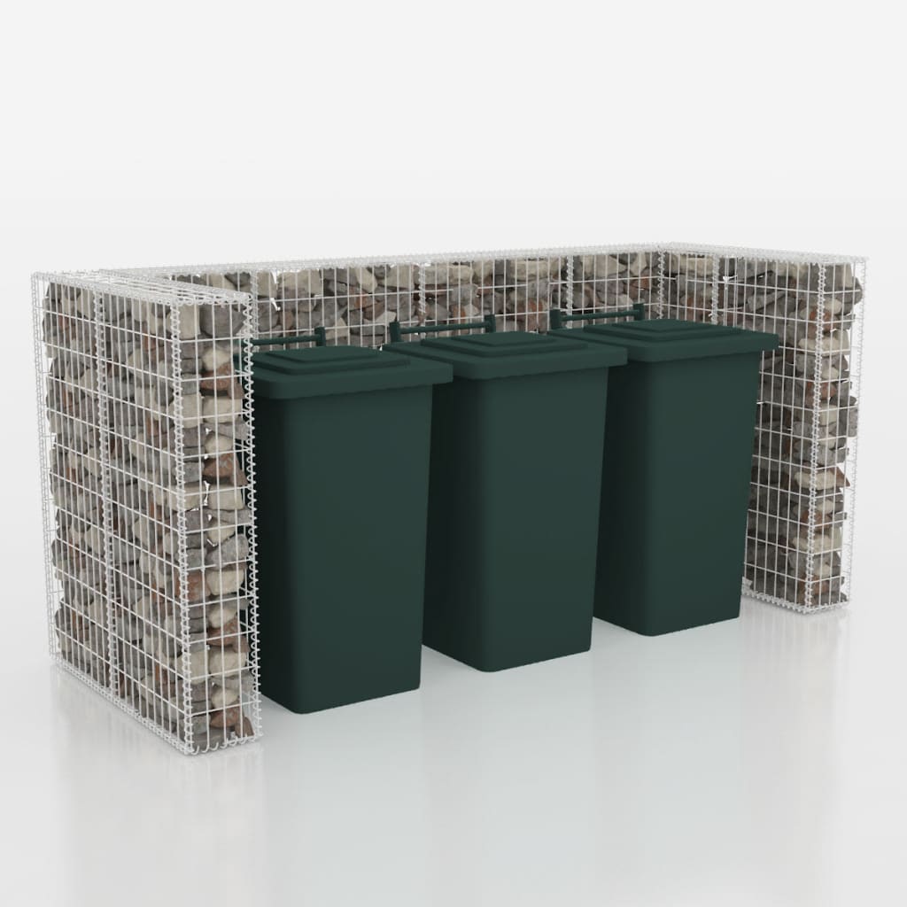 Gabion triplu îngrădire pubelă, oțel, 250 x 100 x 120 cm