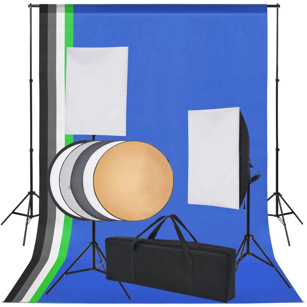 Kit studio foto: 5 fundaluri colorate și 2 softbox-uri