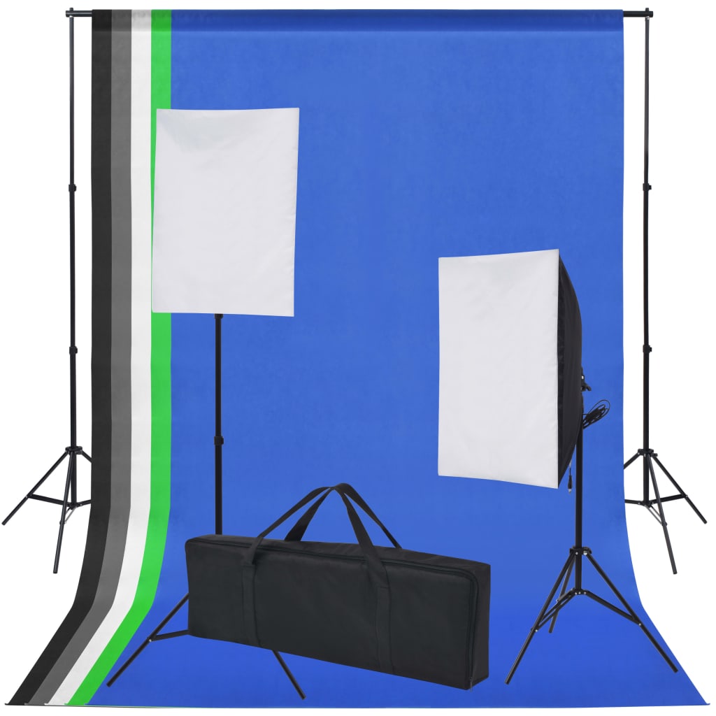 Kit studio foto: 5 fundaluri colorate și 2 softbox-uri