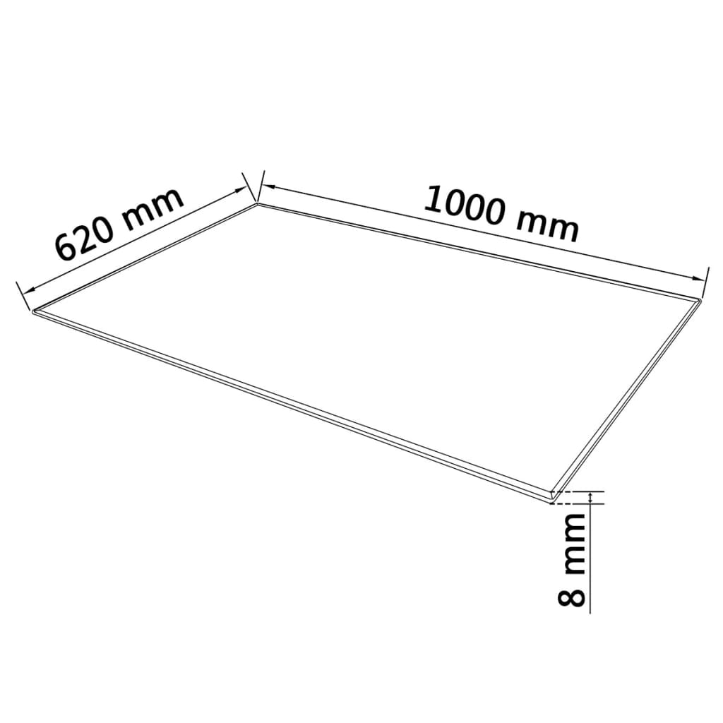 Blat de masă, sticlă securizată, dreptunghiular, 1000 x 620 mm